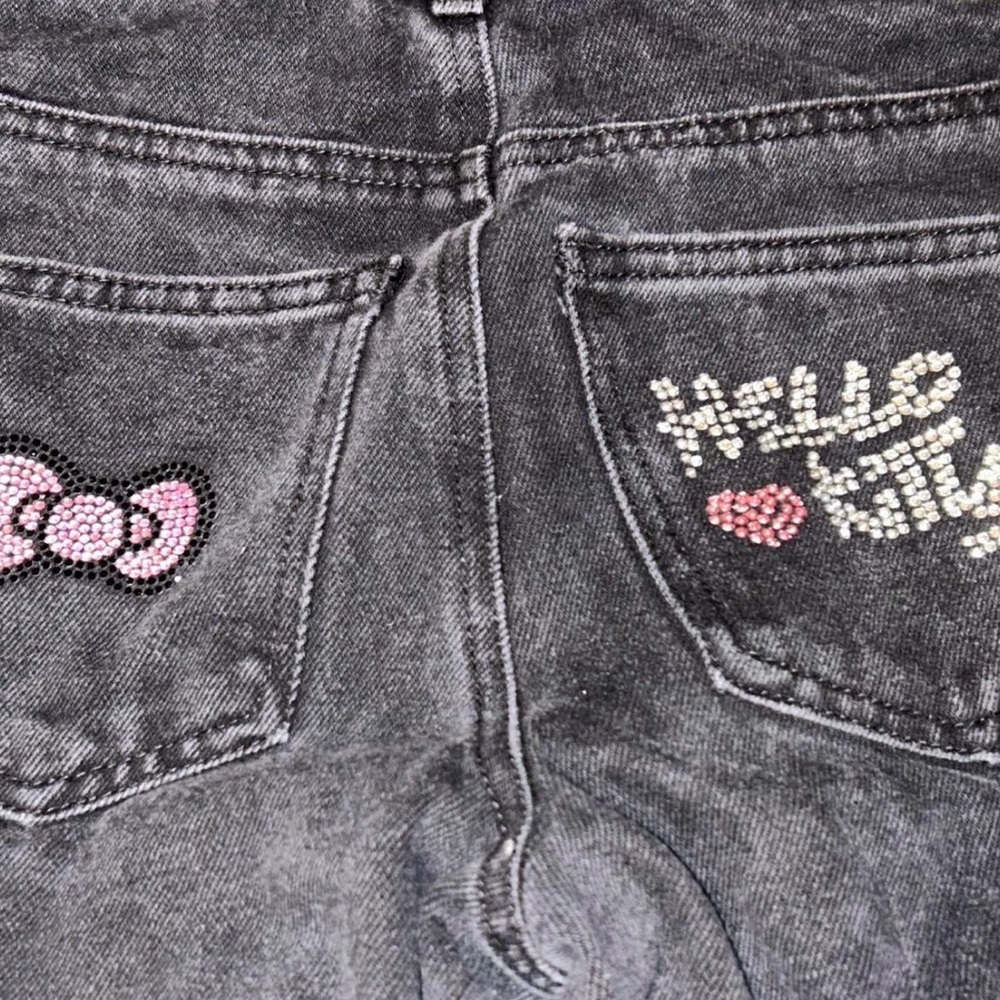 Forever 21 Kids Black Denim Jeans with Hello Kitty Design